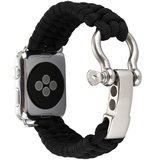 Curea iUni compatibila cu Apple Watch 1/2/3/4/5/6, 38mm, Elastic Paracord, Rugged Nylon Rope, Black